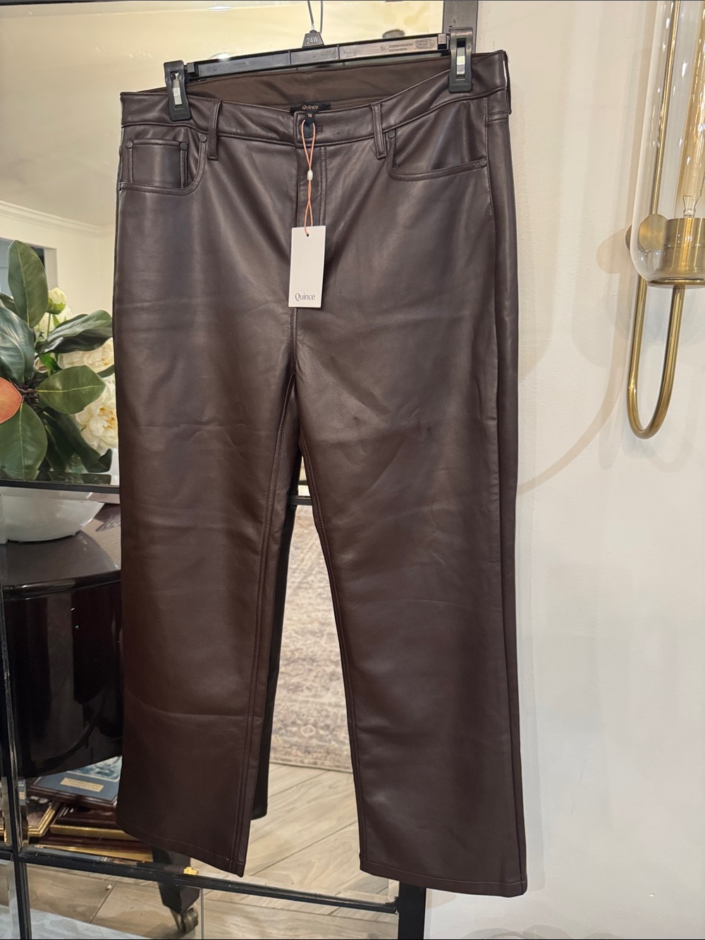 Quince Women’s Dark Brown Faux-Leather trousers